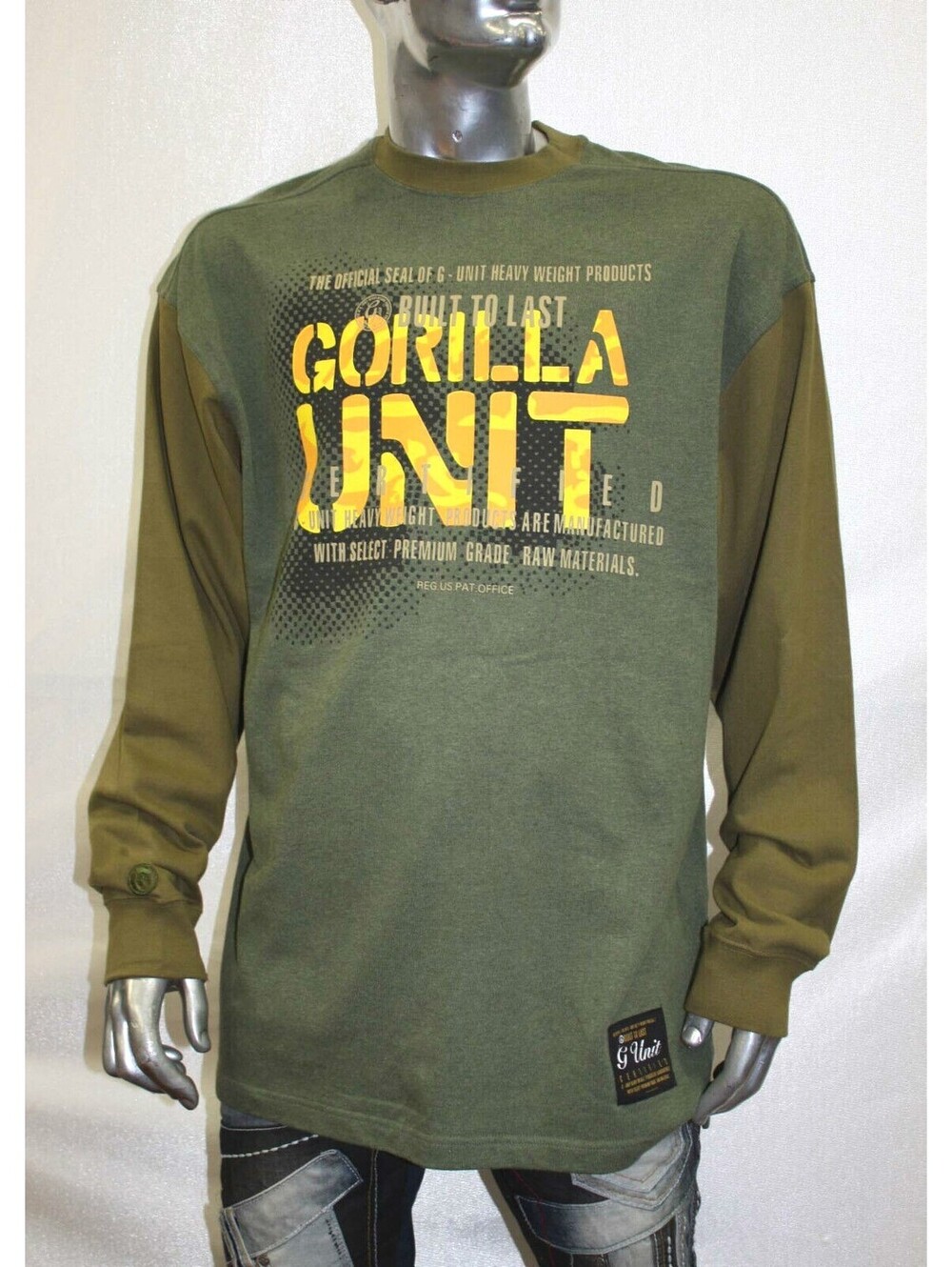 Men's G Unit Olive Long Sleeve Heavy Weight Tee Shirt